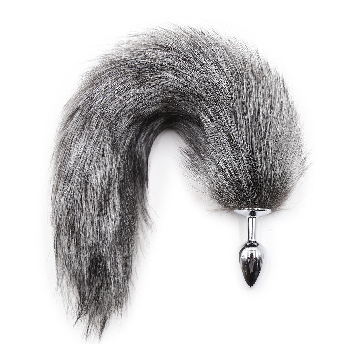 Plug Anal Queue De Renard Grise En Fausse Fourrure