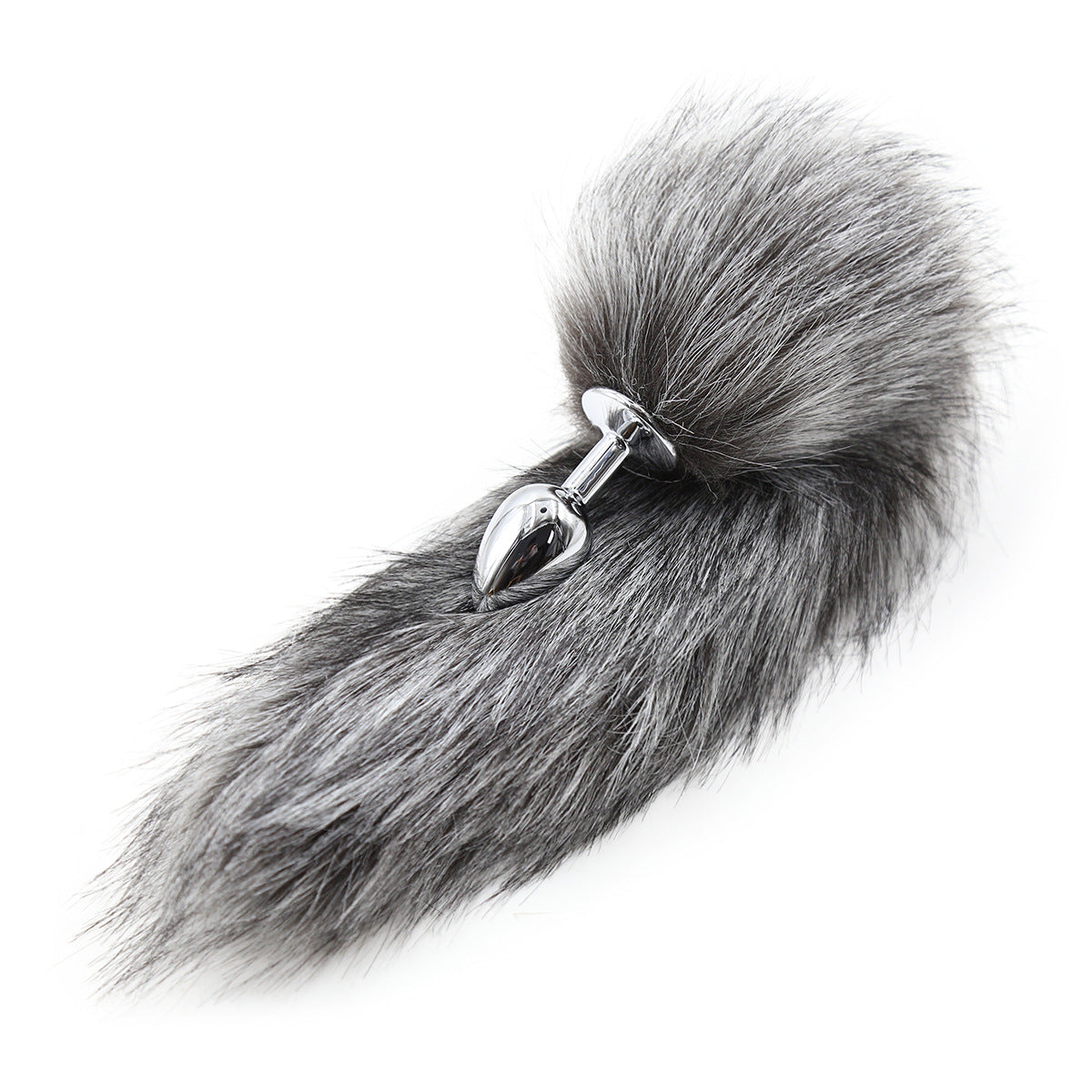 Plug Anal Queue De Renard Grise En Fausse Fourrure