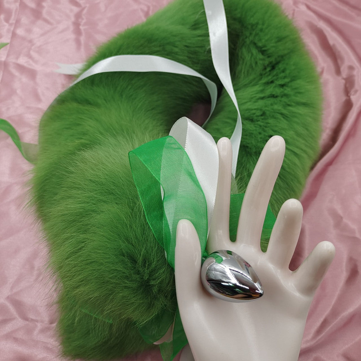 Kit Plug Anal Queue de Renard Verte en Fourrure