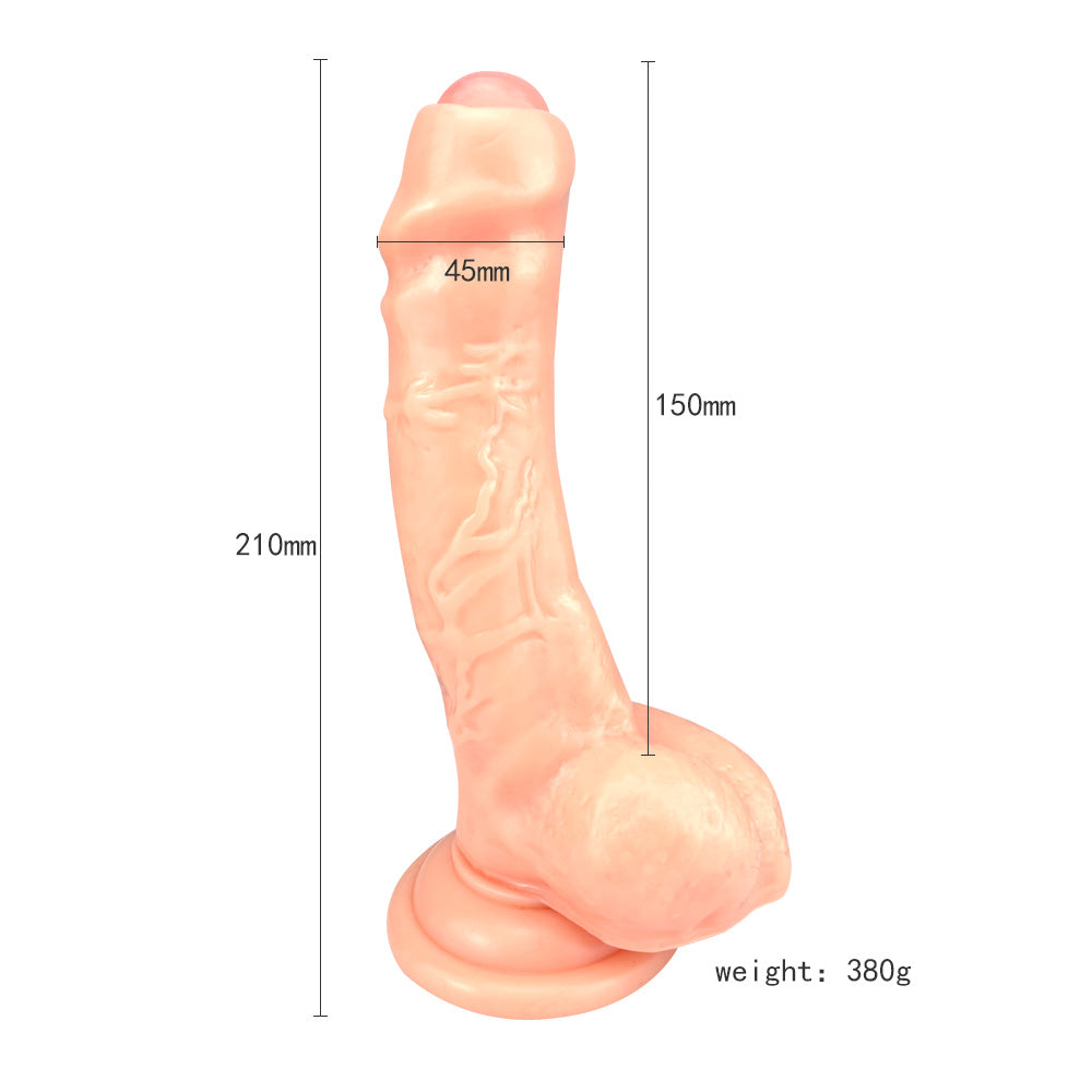 Gode Noir Réaliste Épais avec Prépuce 21 cm