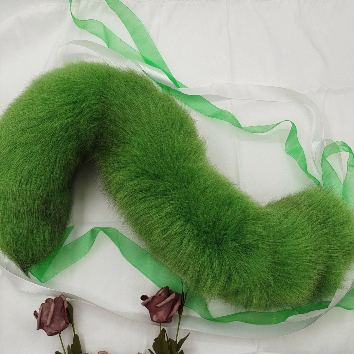 Kit Plug Anal Queue de Renard Verte en Fourrure