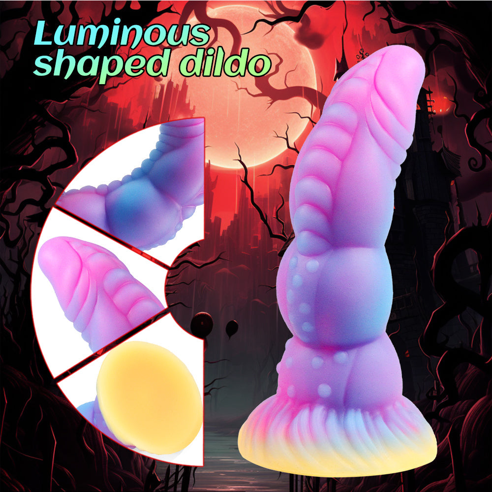 Gode Dragon Courbé Lumineux en Silicone 20 cm