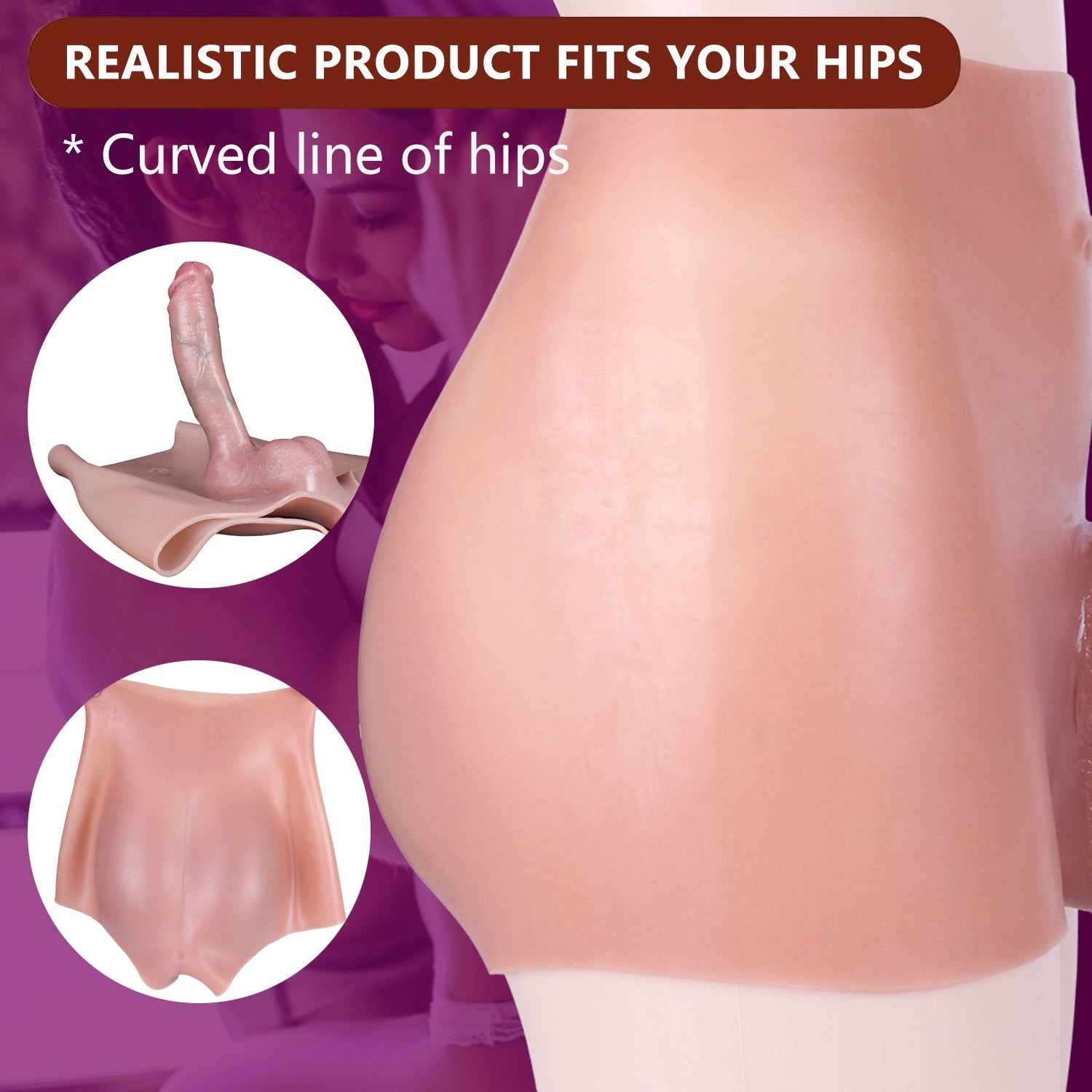 24,5 cm Texturé Réaliste Gode Ceinture Creux