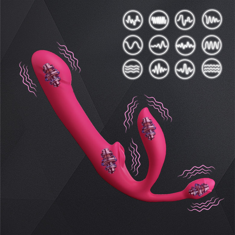 Gode Ceinture Sans Harnais Rose Vibrant avec Va-et-Vient