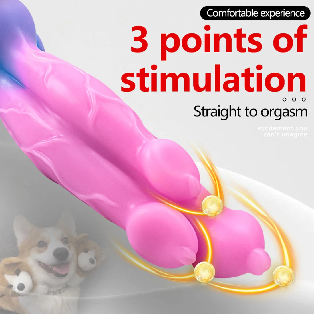 28 CM Nœud Canin à Trois Têtes Gode Fantasy
