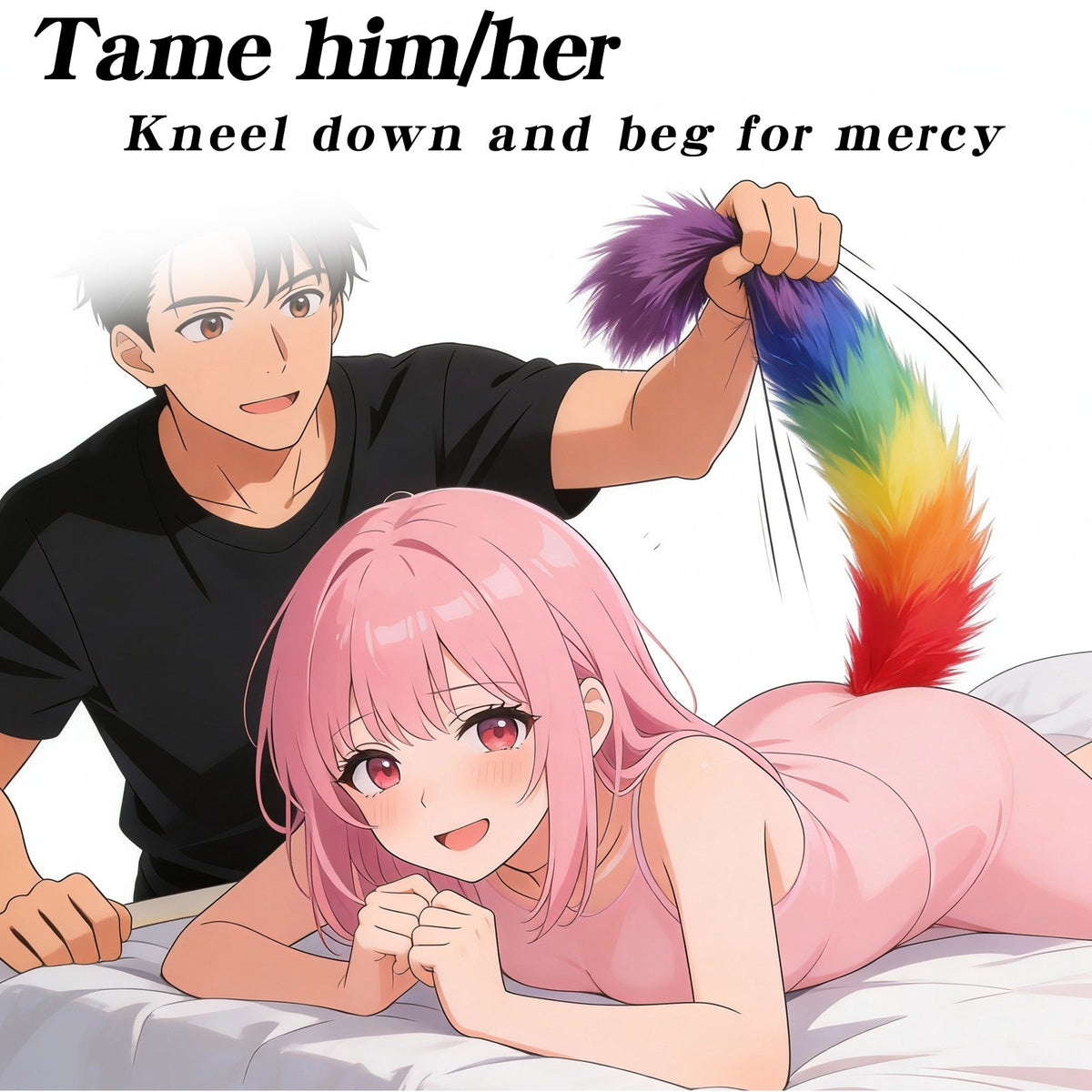 Plug Anal Queue d’Animal Fantasy Arc-en-Ciel en Silicone