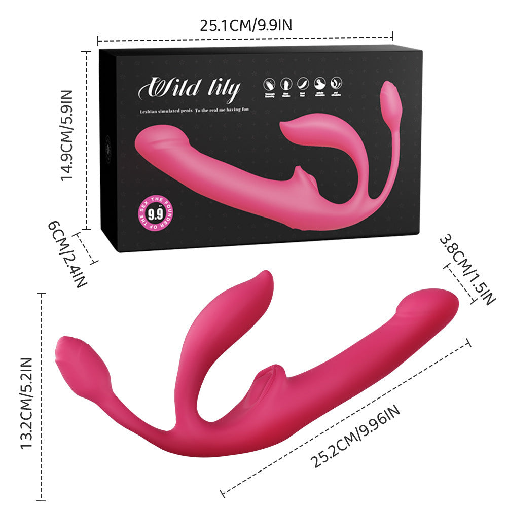 Gode Ceinture Sans Harnais Rose Vibrant avec Va-et-Vient
