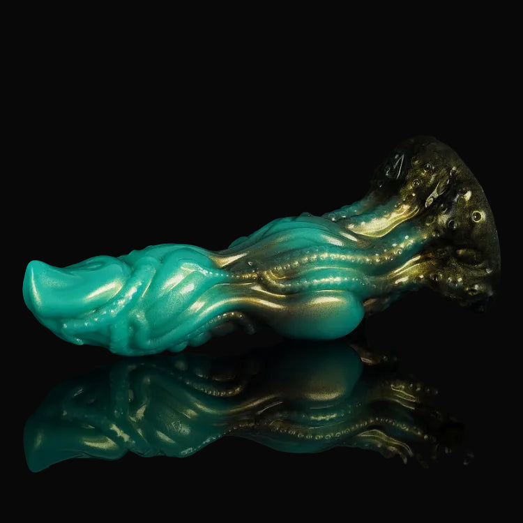 Vert Alien Courbé Texturé Gode Pieuvre Tentacule