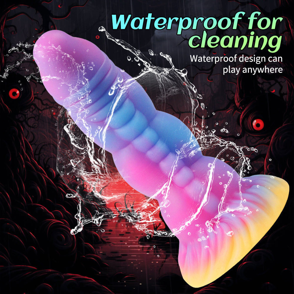 Gode Dragon Courbé Lumineux en Silicone 20 cm