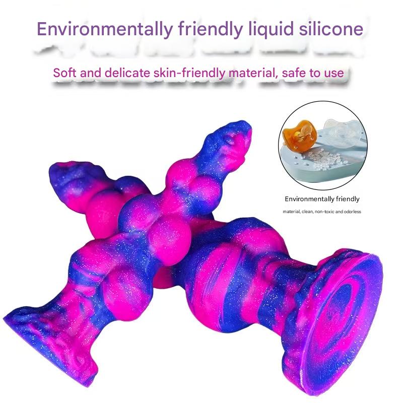 Gode Chien Monstre Coloré en Silicone avec Nœuds