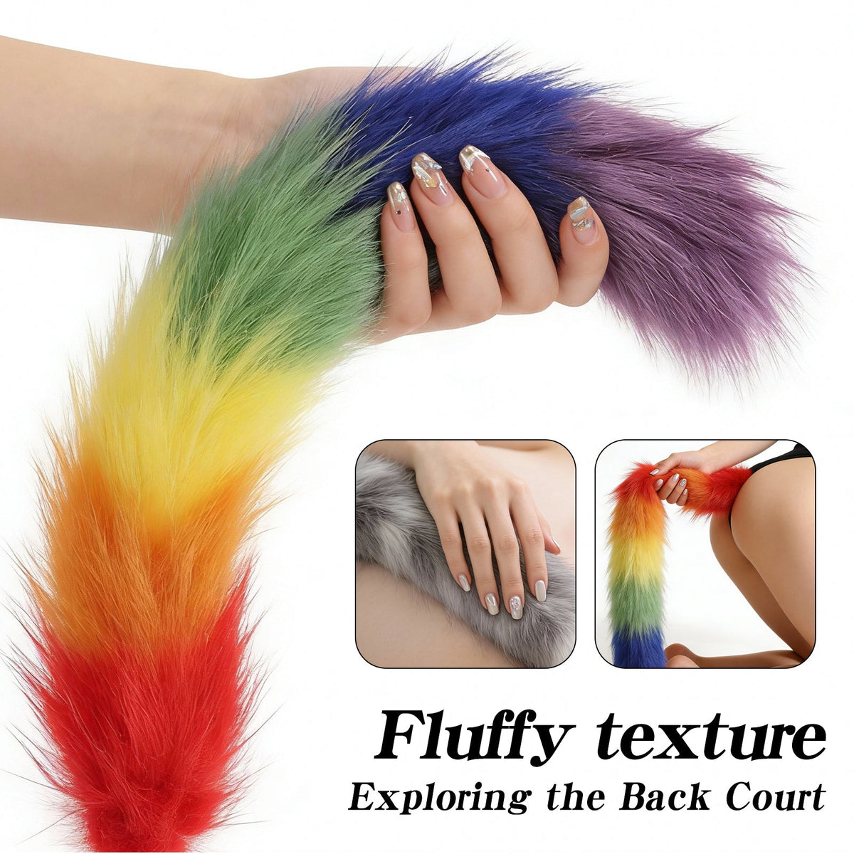 Plug Anal Queue d’Animal Fantasy Arc-en-Ciel en Silicone