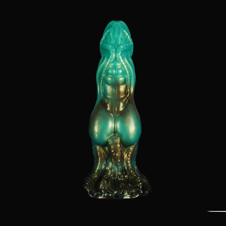 Vert Alien Courbé Texturé Gode Pieuvre Tentacule