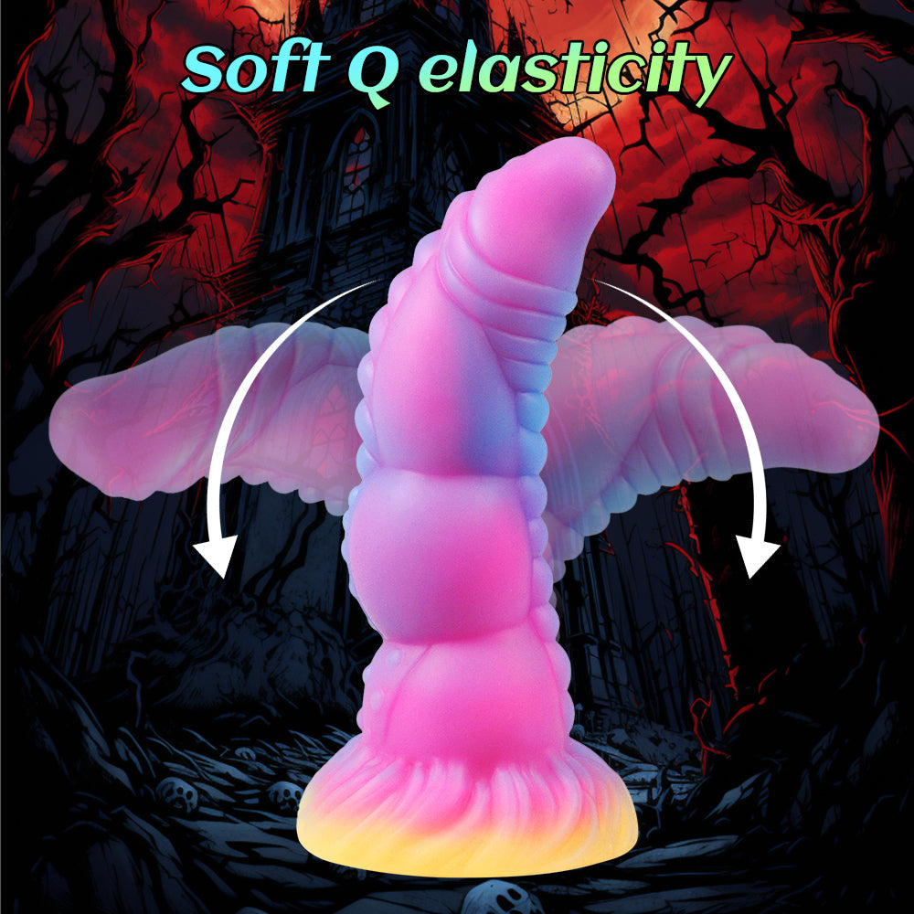 Gode Dragon Courbé Lumineux en Silicone 20 cm