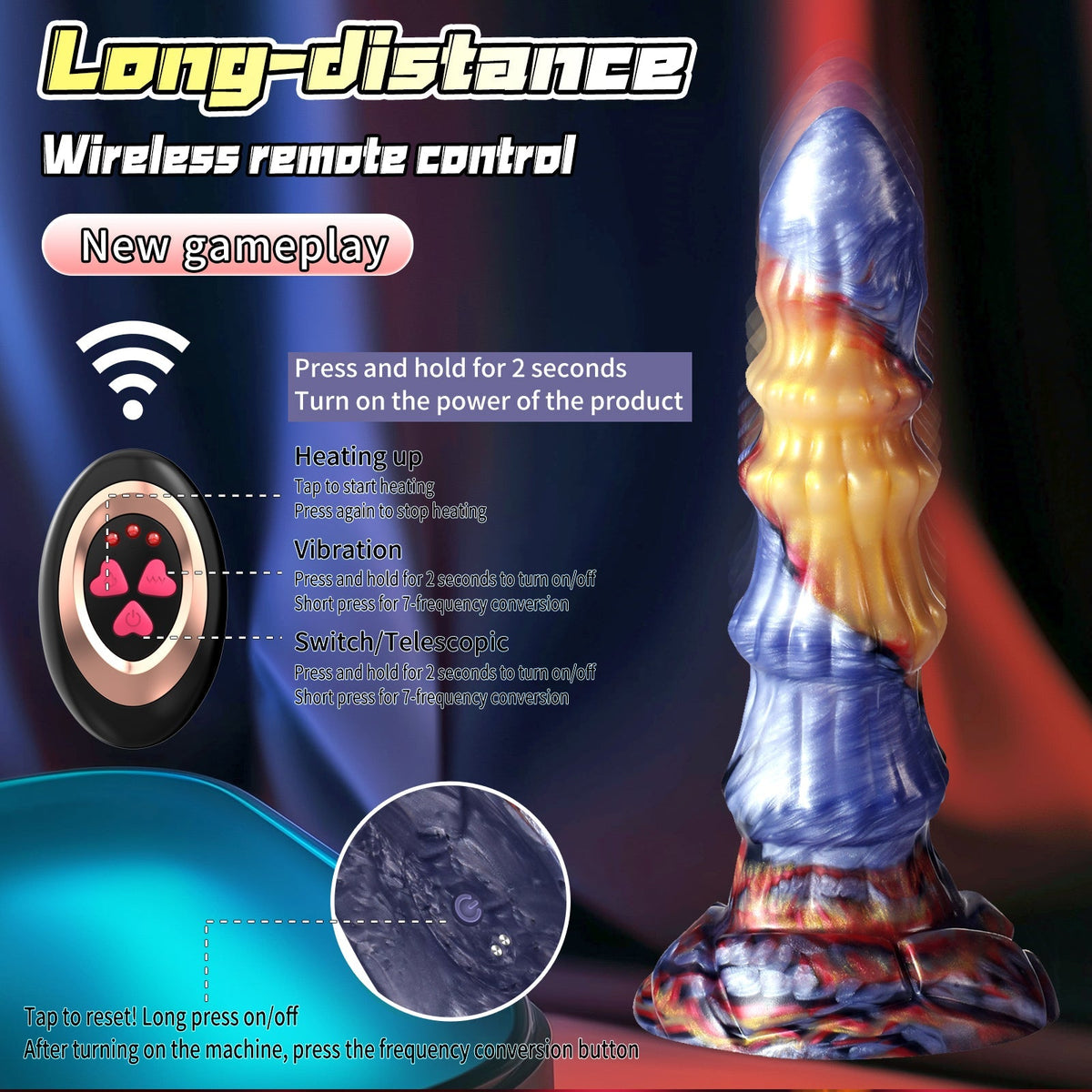Gode Alien Fantasy à Va-et-Vient Vibrant 23 cm avec Télécommande