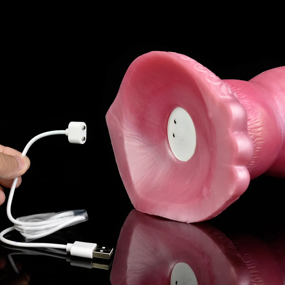 Gode Chien Rose Souple Télécommandé 21 Cm
