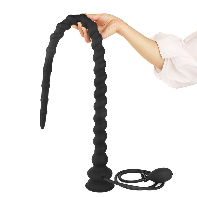 Noir Extra Long Silicone Plug Anal Gonflable