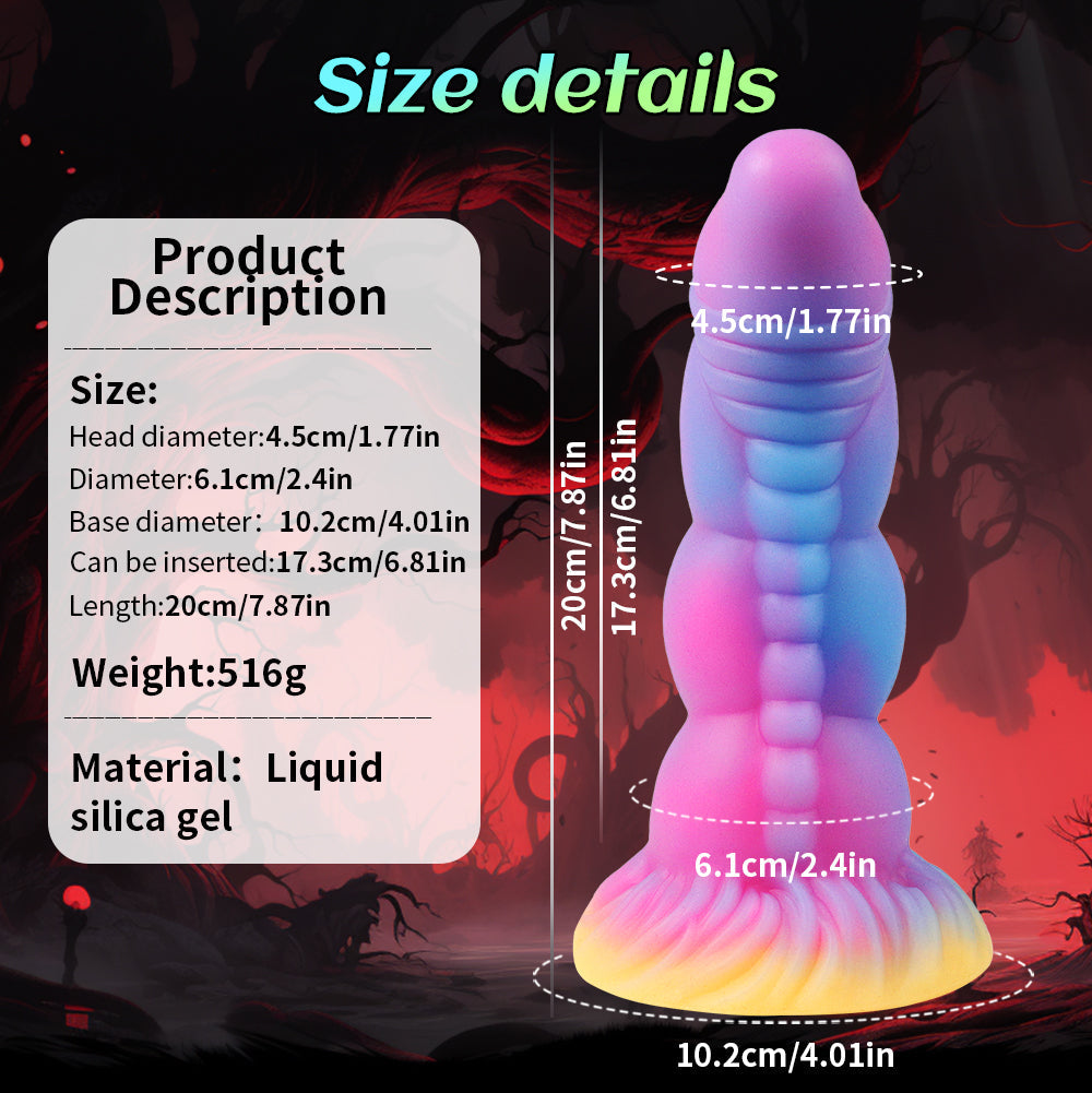 Gode Dragon Courbé Lumineux en Silicone 20 cm