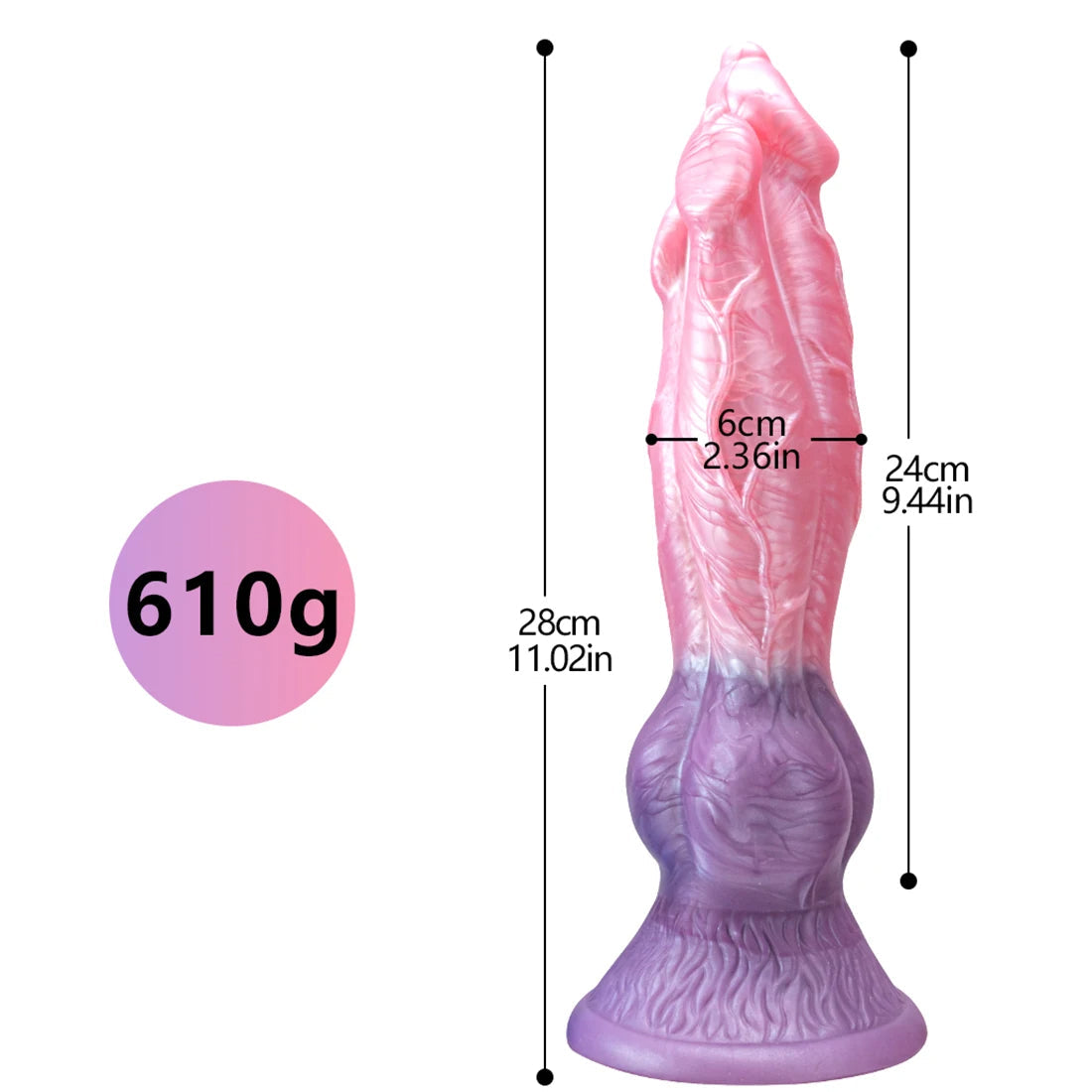 28 CM Nœud Canin à Trois Têtes Gode Fantasy