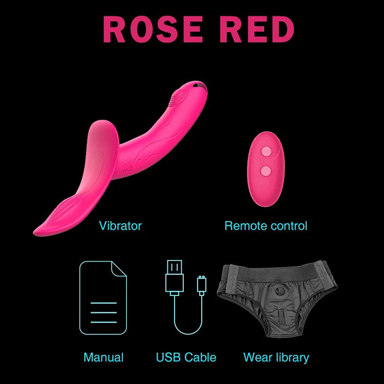 Gode Ceinture Vibrant Clitoridien Rose Avec Telecommande