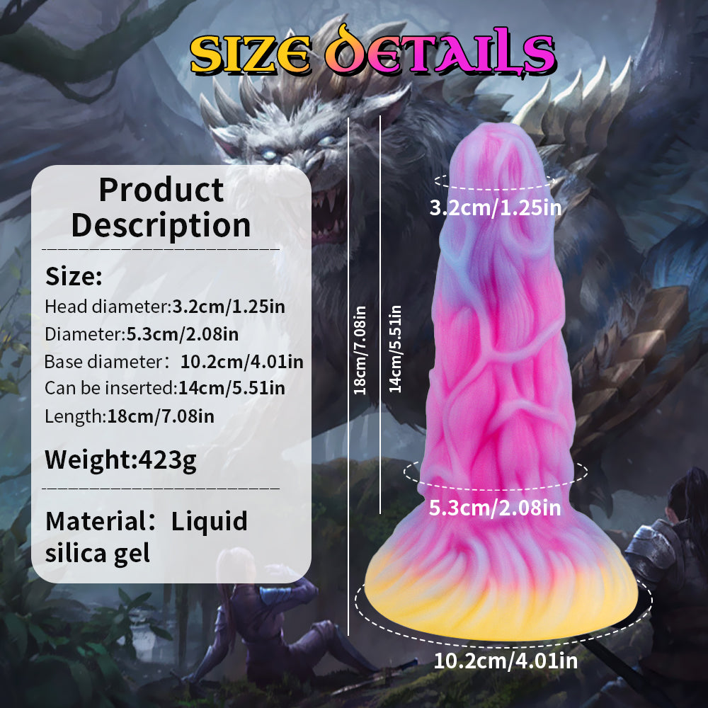 Gode Lumineux Lion Monstre Fantasy en Silicone 18 cm