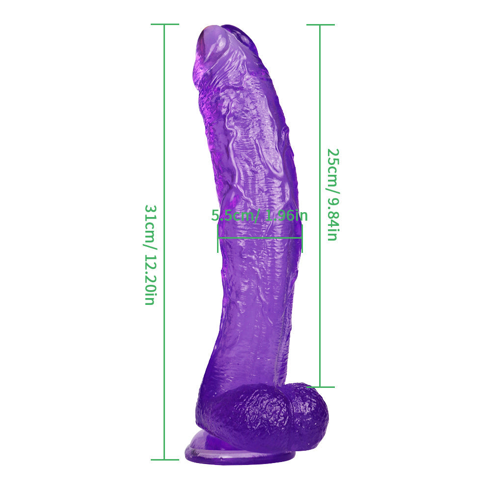 31 CM Violet Courbé Réaliste Gode Jelly