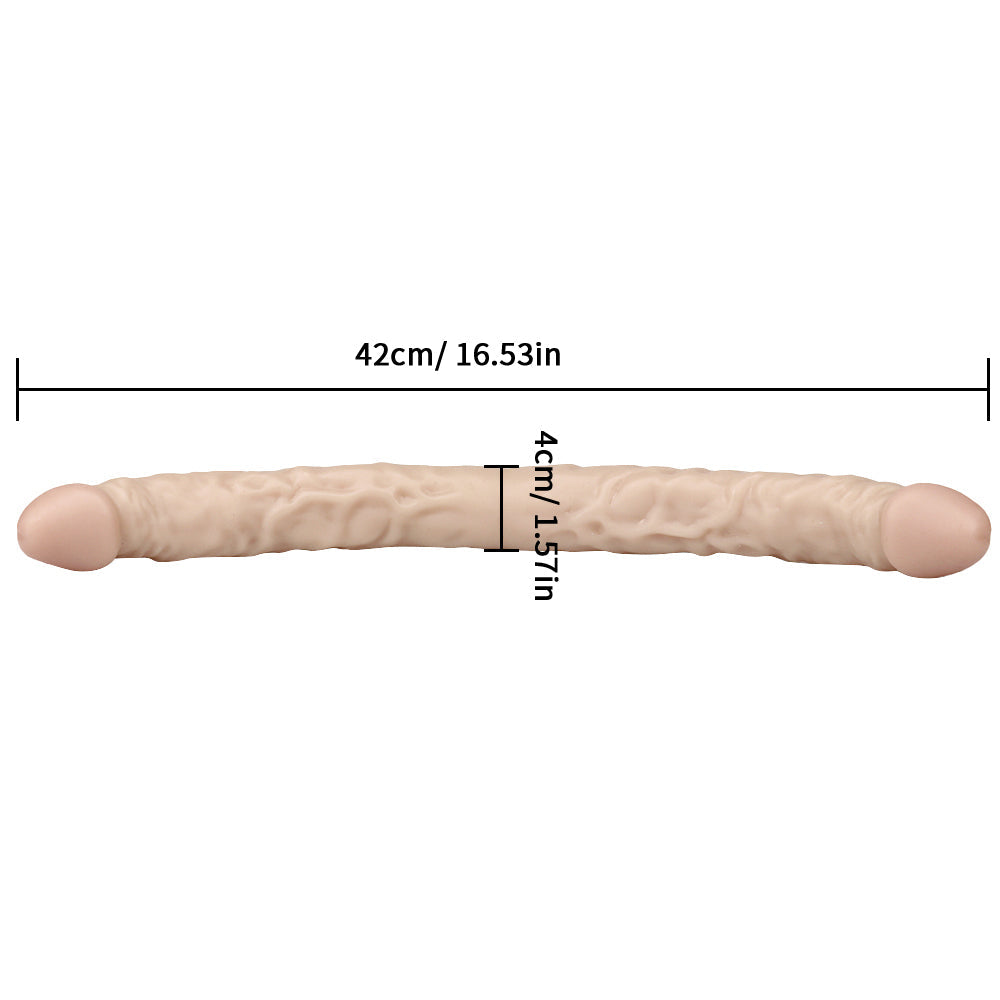 Double Gode Couple Blanc Souple 42 cm