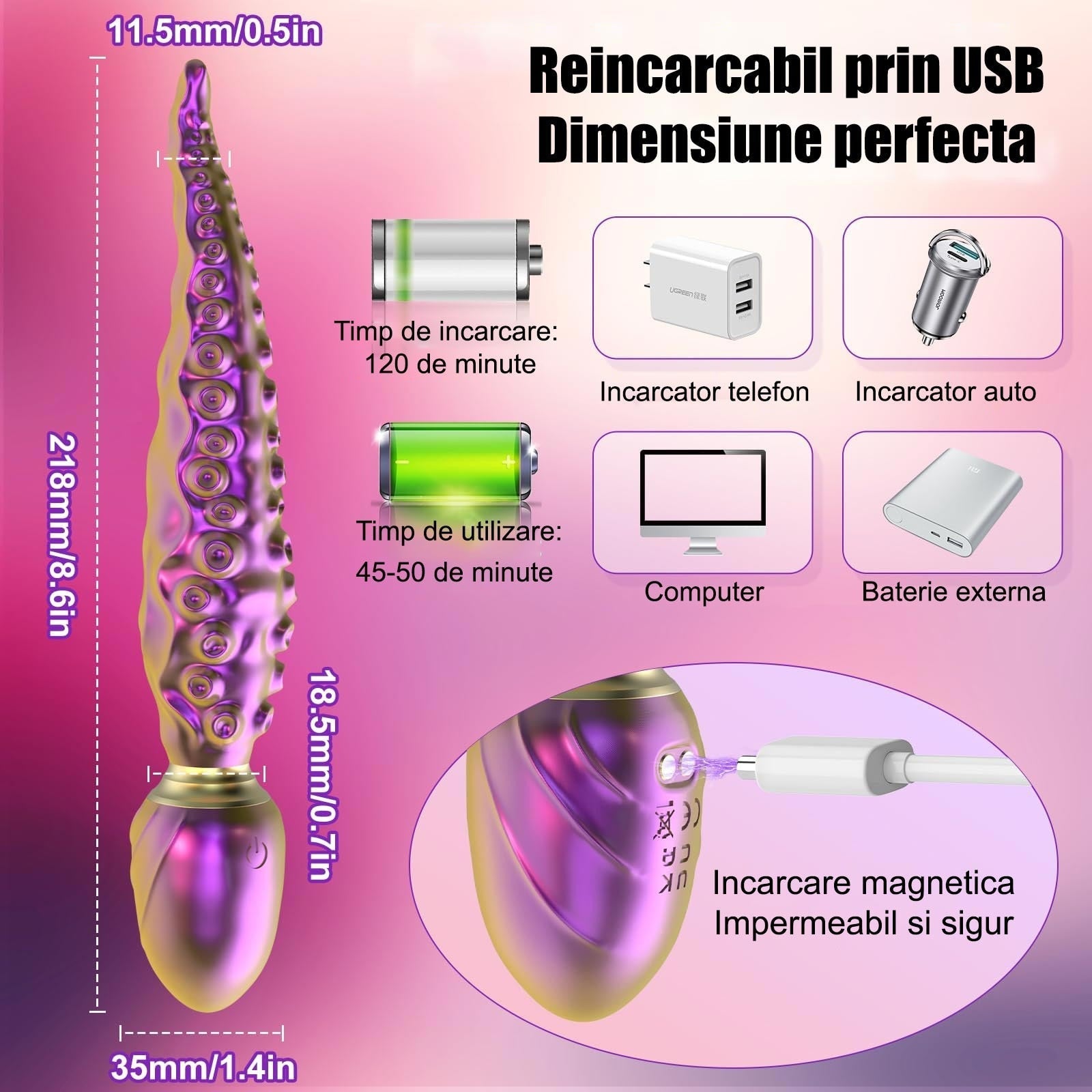 Vibrateur Tentacule Rotatif Violet Pour Femme