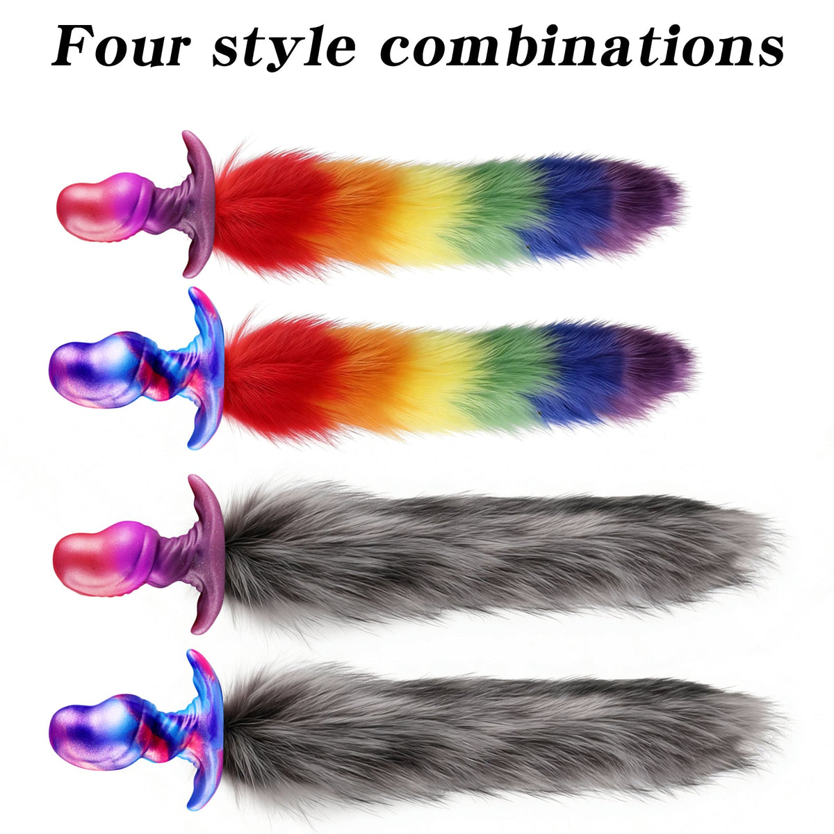 Plug Anal Queue d’Animal Fantasy Arc-en-Ciel en Silicone
