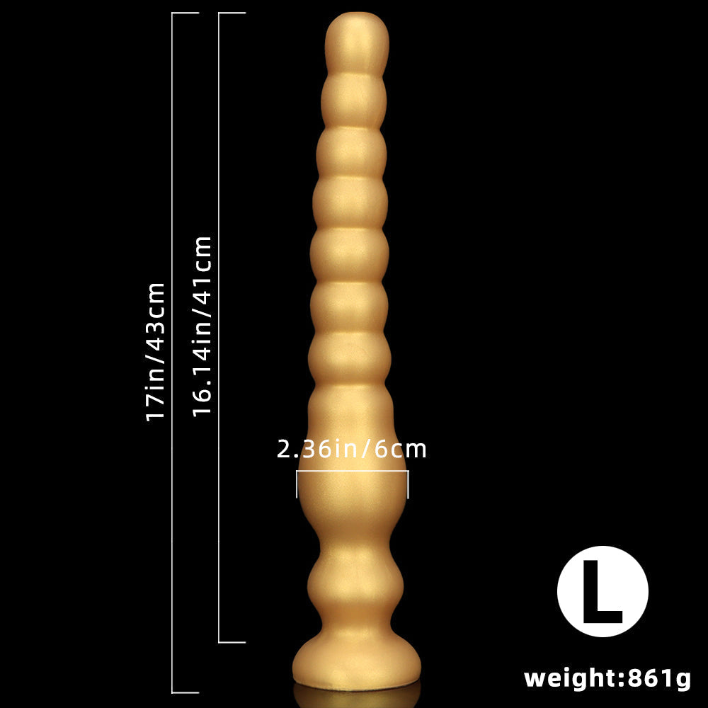 43 cm Long Doré Silicone Plug Anal à Boules