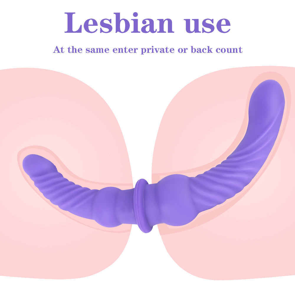 Double Gode Pour Lesbienne Violet Nervuré De 43CM