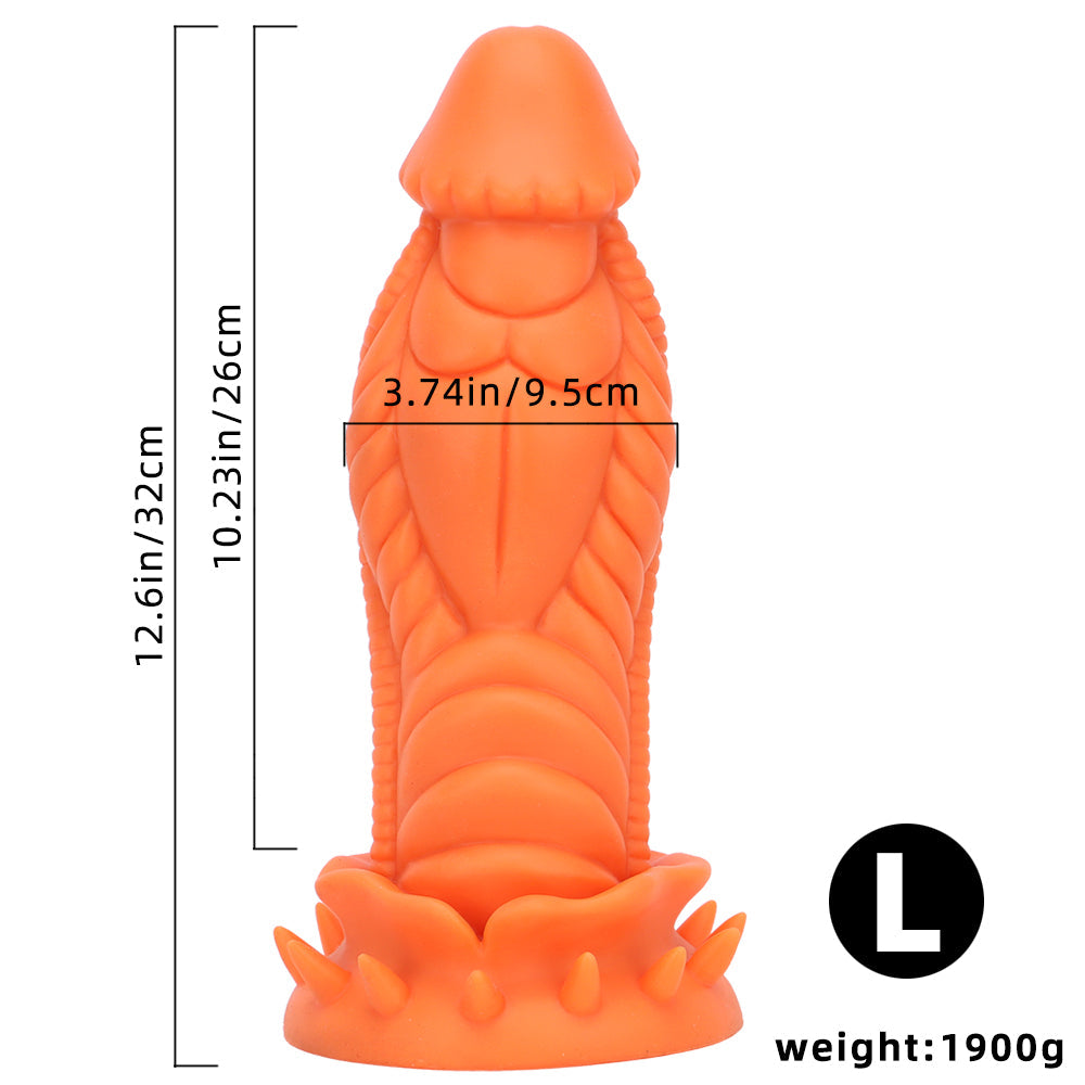 Gode Fantaisie Dragon Orange Épineux en Silicone