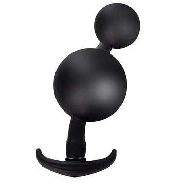 Plug Anal Gonflable Noir Double Boule avec Billes d’Acier Intégrées