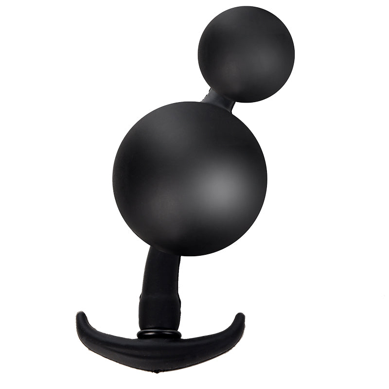Plug Anal Gonflable Noir Double Boule avec Billes d’Acier Intégrées