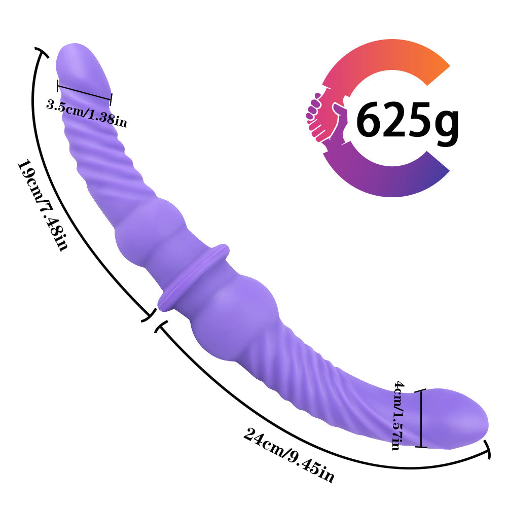 Double Gode Pour Lesbienne Violet Nervuré De 43CM