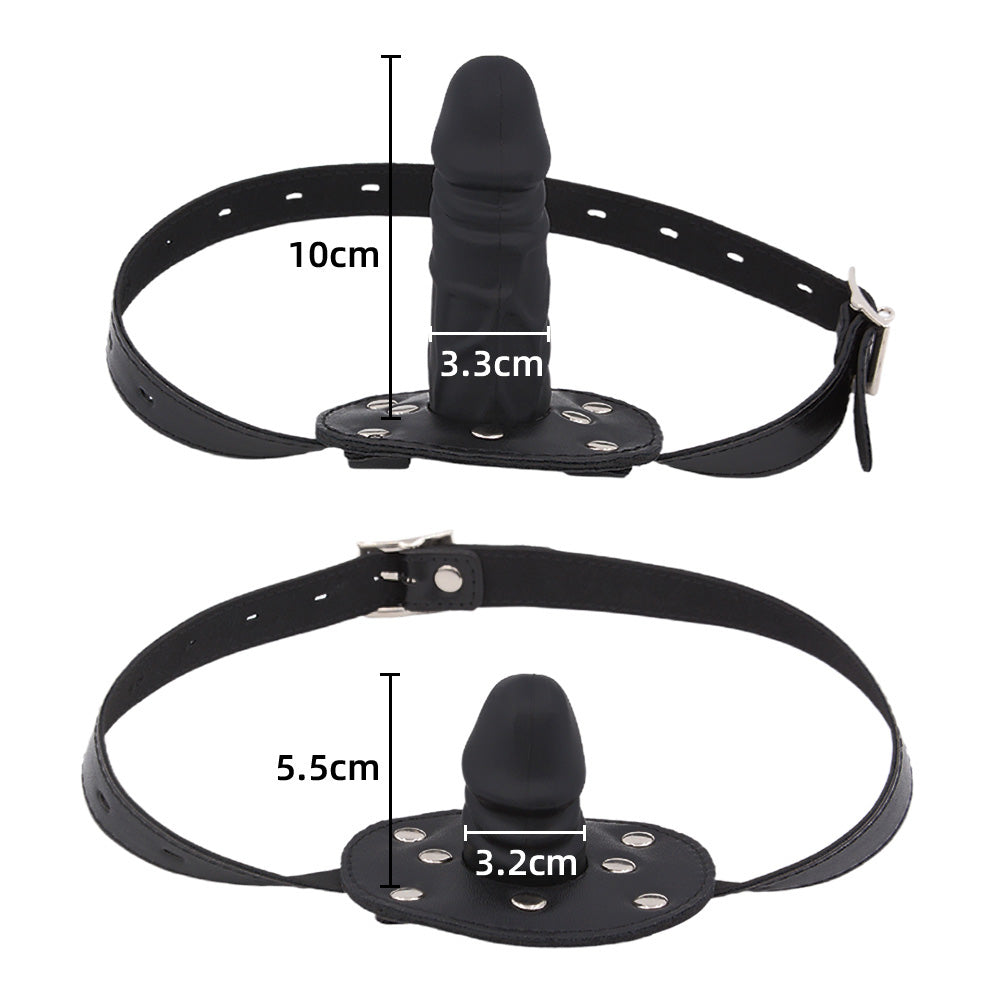 Cagoule Bondage BDSM en Cuir avec Masque Bâillon Gode