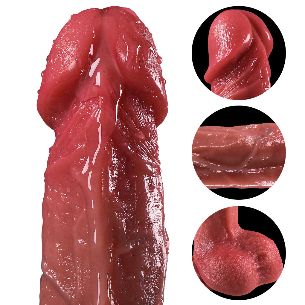 Gode Realiste Vibrant avec Testicules et Va-et-Vient – 23 cm