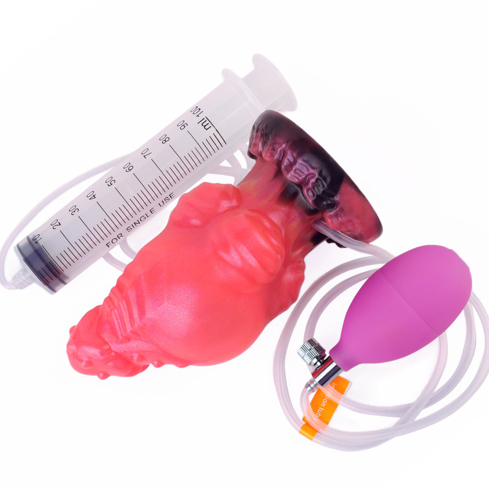 Rouge Monstrueux Nœuds Ejaculateur Gode Gonflable