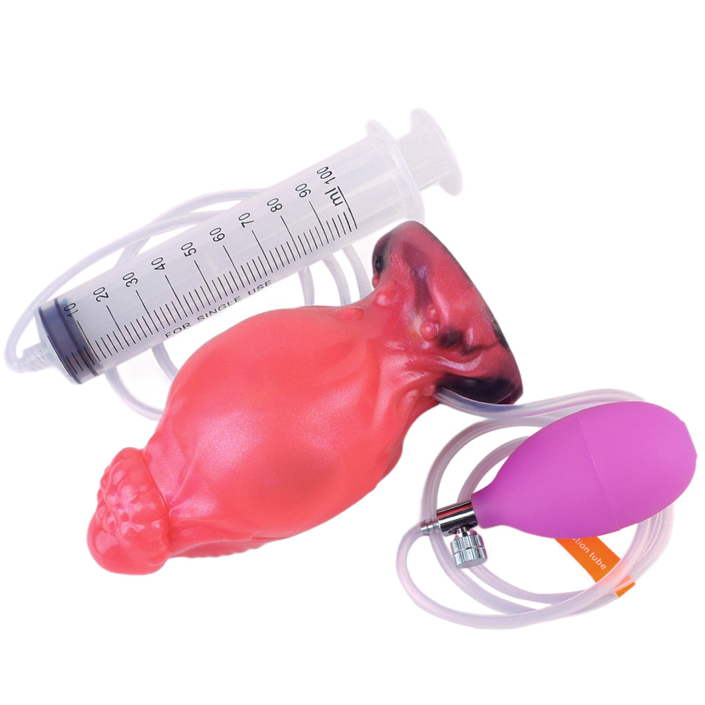 14 Cm Rouge Gode Gonflable Éjaculateur En Silicone