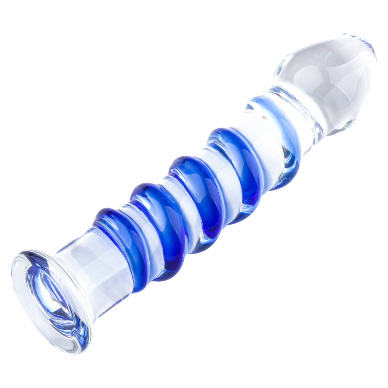 Plug Anal en Verre Bleu Texturé 17,8 cm