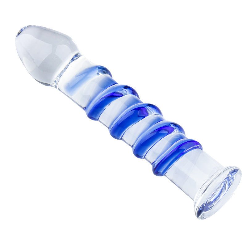 Plug Anal en Verre Bleu Texturé 17,8 cm