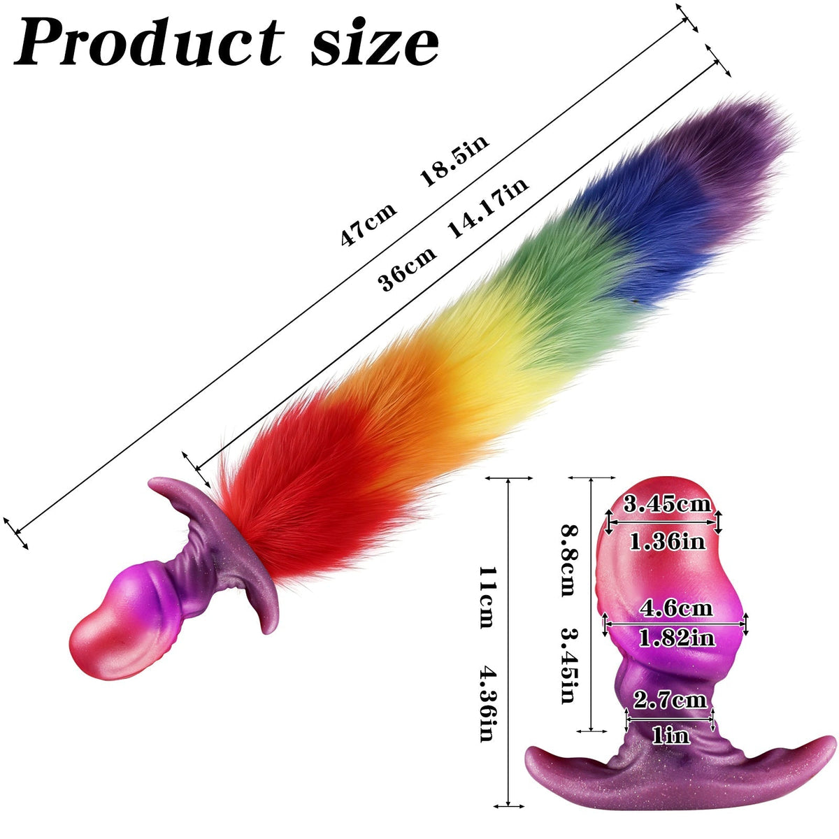 Plug Anal Queue d’Animal Fantasy Arc-en-Ciel en Silicone