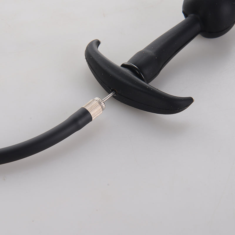 Plug Anal Gonflable Noir Double Boule avec Billes d’Acier Intégrées