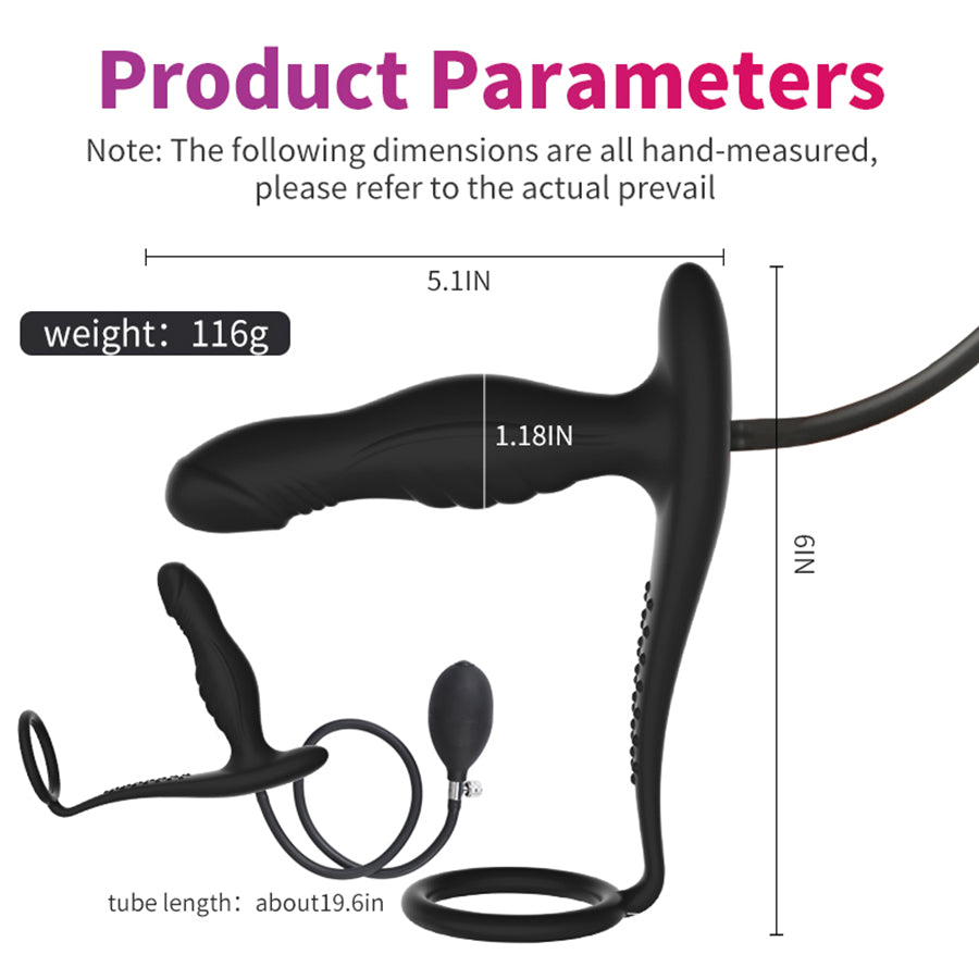 24,9 Cm Plug Anal Gonflable En Silicone Avec Anneau Pénien