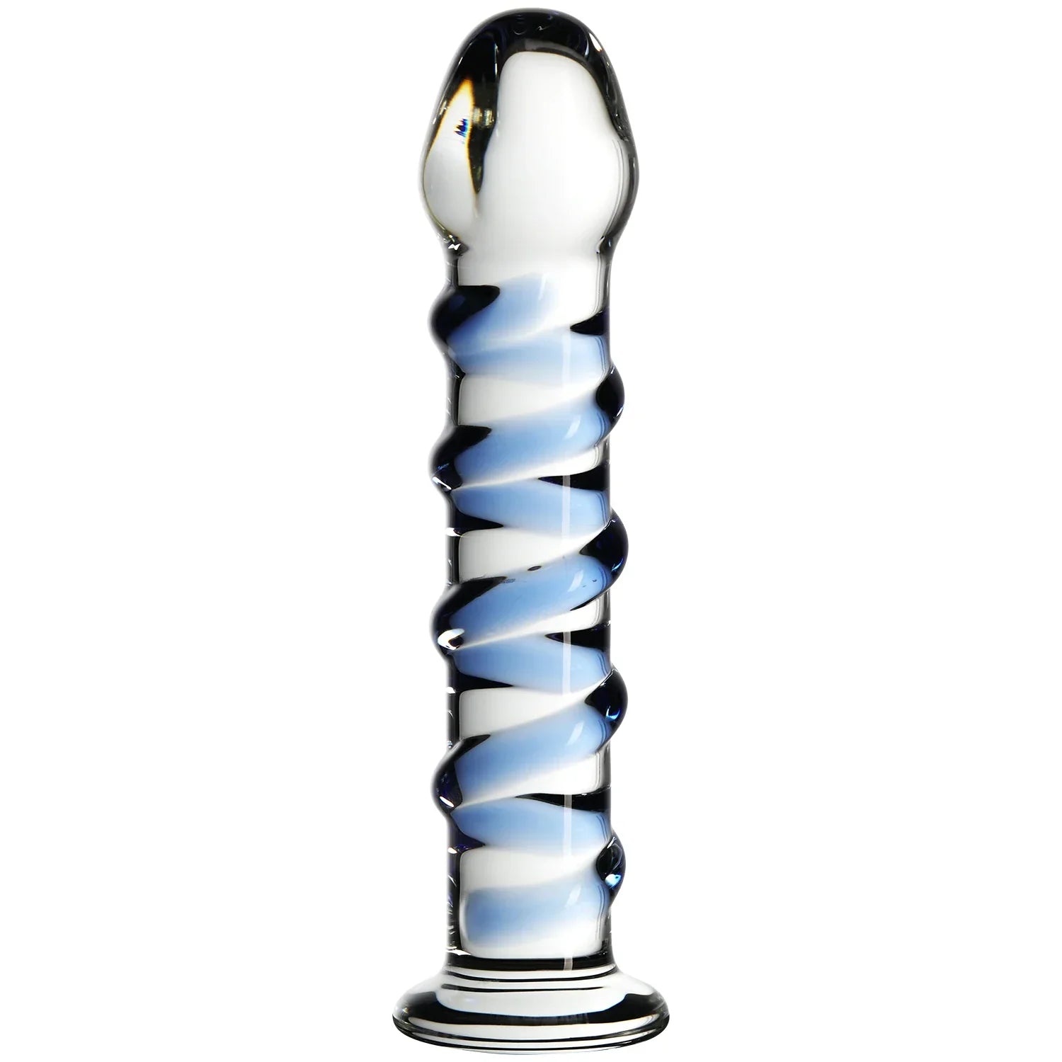 Plug Anal en Verre Bleu Texturé 17,8 cm