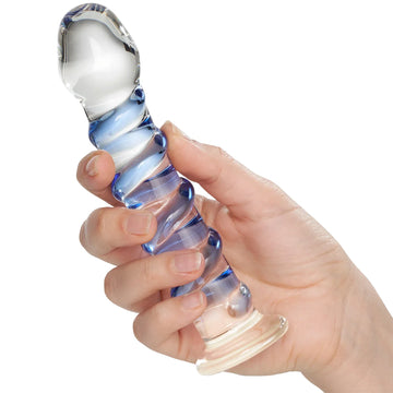 Plug Anal en Verre Bleu Texturé 17,8 cm