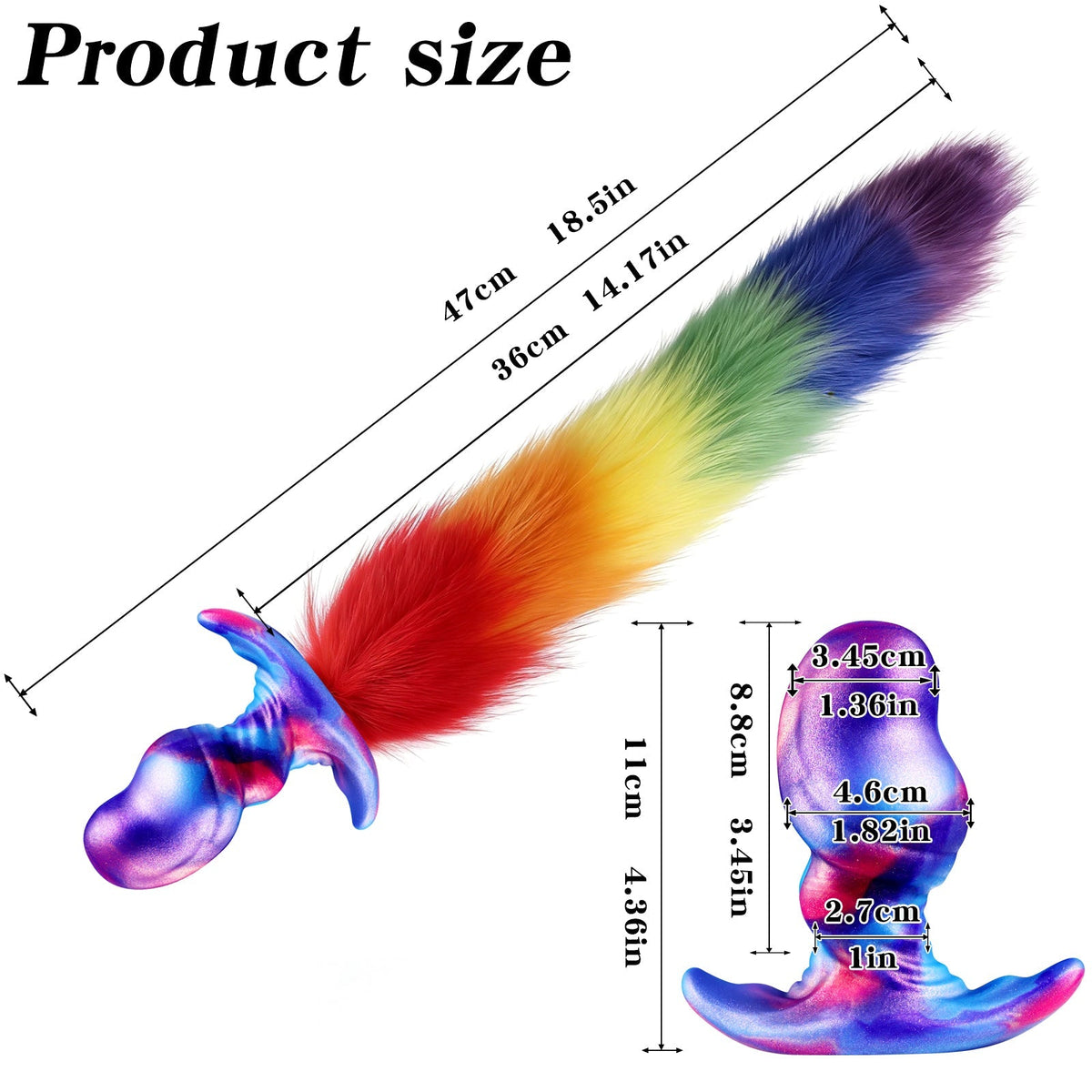 Plug Anal Queue d’Animal Fantasy Arc-en-Ciel en Silicone