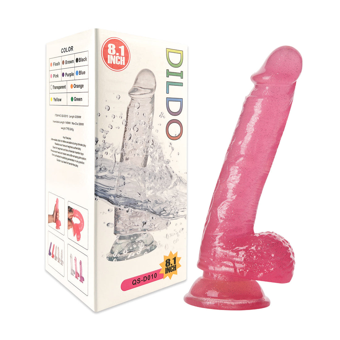 21,5 Cm Petit Gode Gelée Rose Pailleté