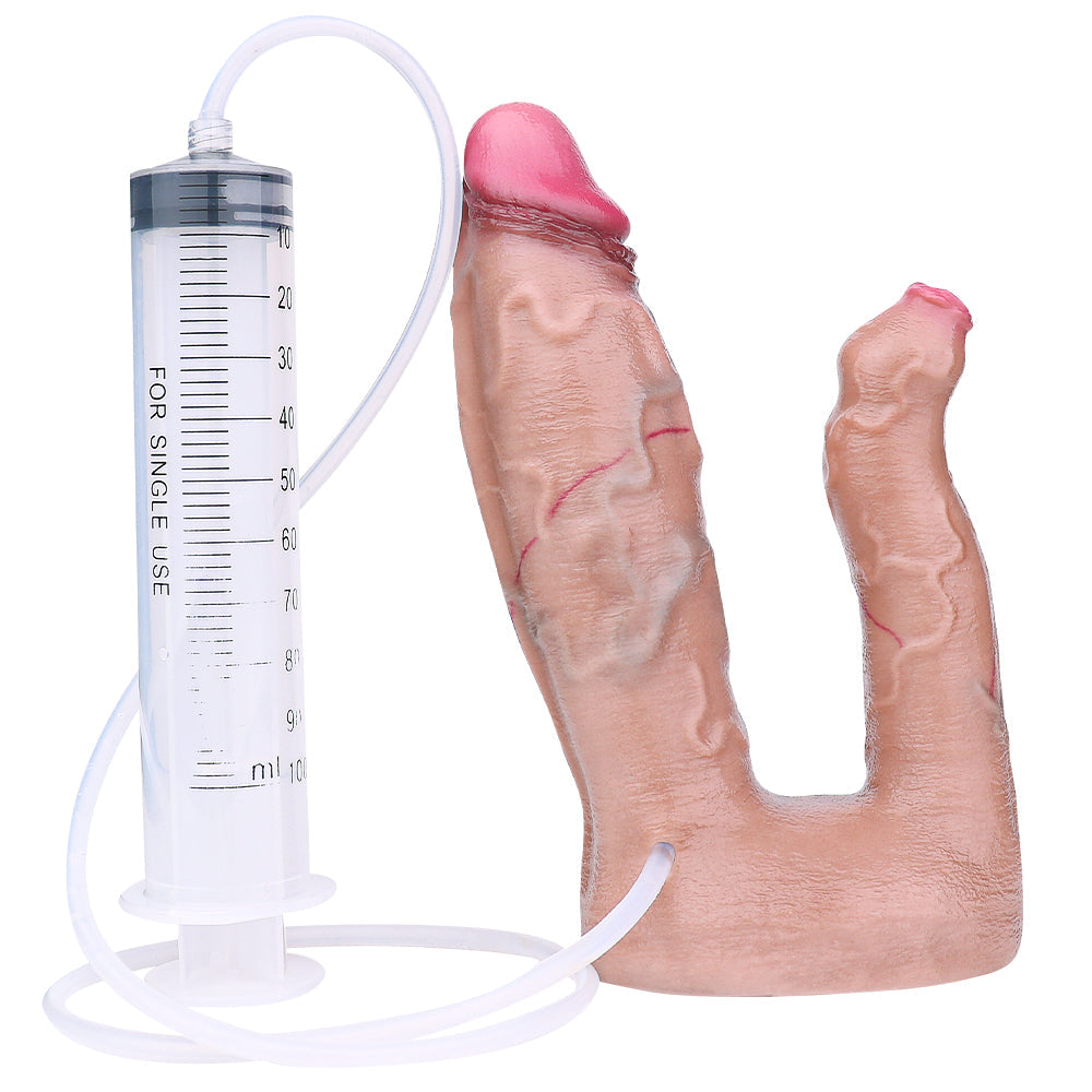 Gode Double Pénétration Éjaculateur en Silicone Point G