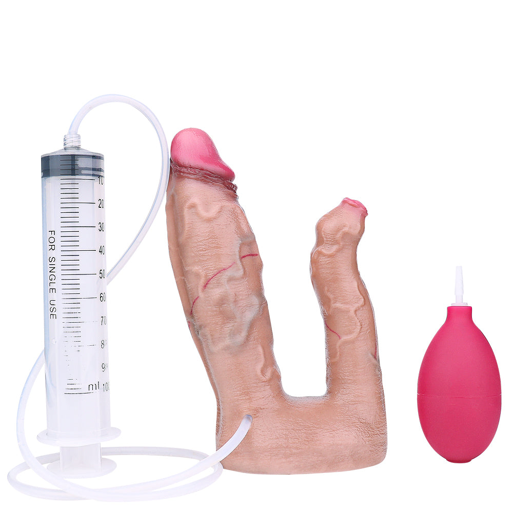 Gode Double Pénétration Éjaculateur en Silicone Point G