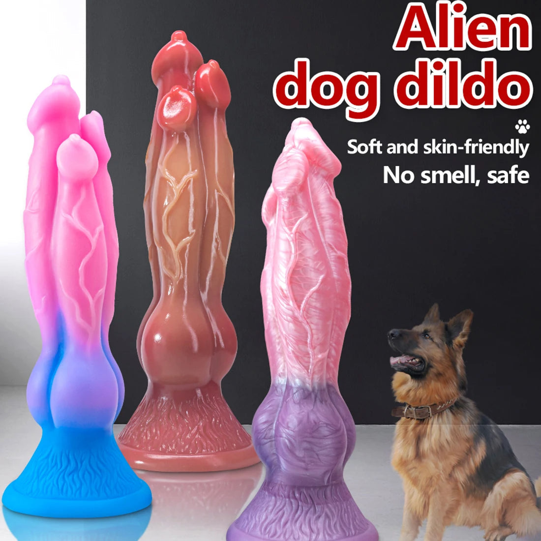 28 CM Nœud Canin à Trois Têtes Gode Fantasy
